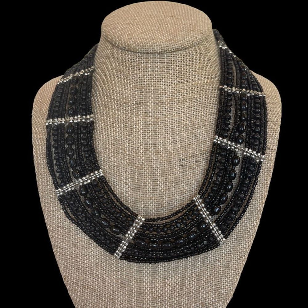 Stunning Beaded Bib Statement Necklace - image 1